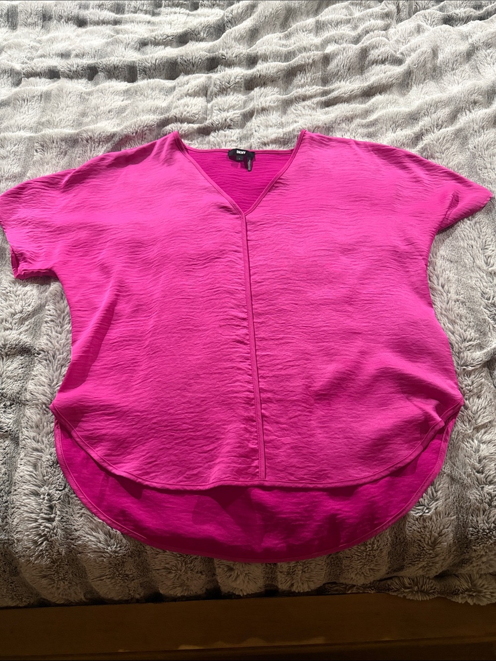 Dkny Hot Pink V-Neck Short Sleeve Tunic/